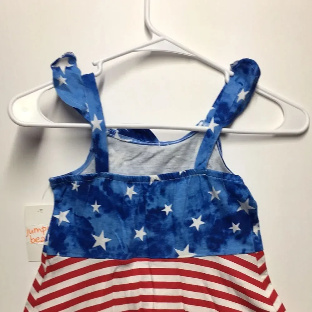 Jumping Beans All Day Play Patriotic Star & Stripe Dress 4th of July size 7 NEW